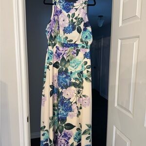 Eliza J Blue and Purple Floral Maxi Dress